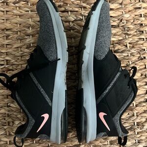 Nike Black and Gray Shoes with Pink Logo